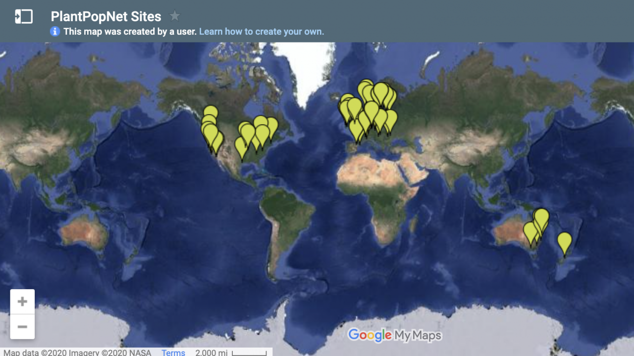 Research sites for PlantPopNet