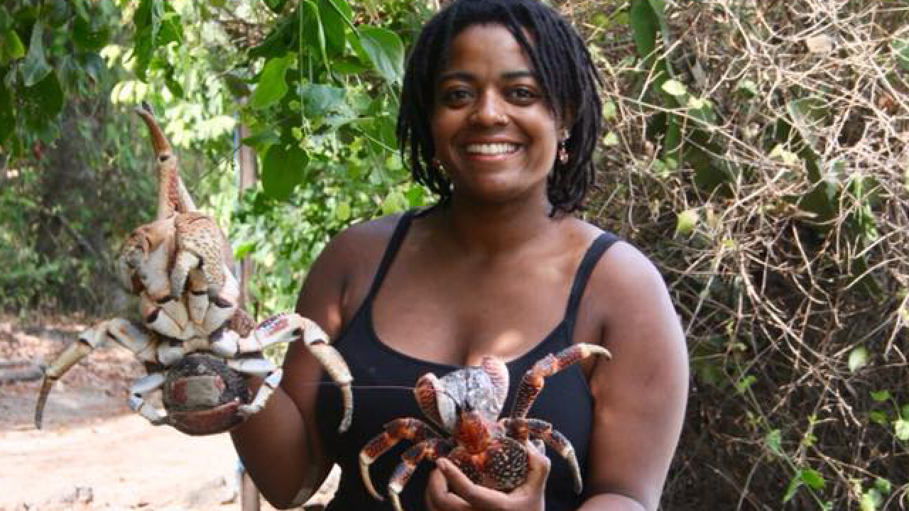 Vicky Watson-Zink with land crabs